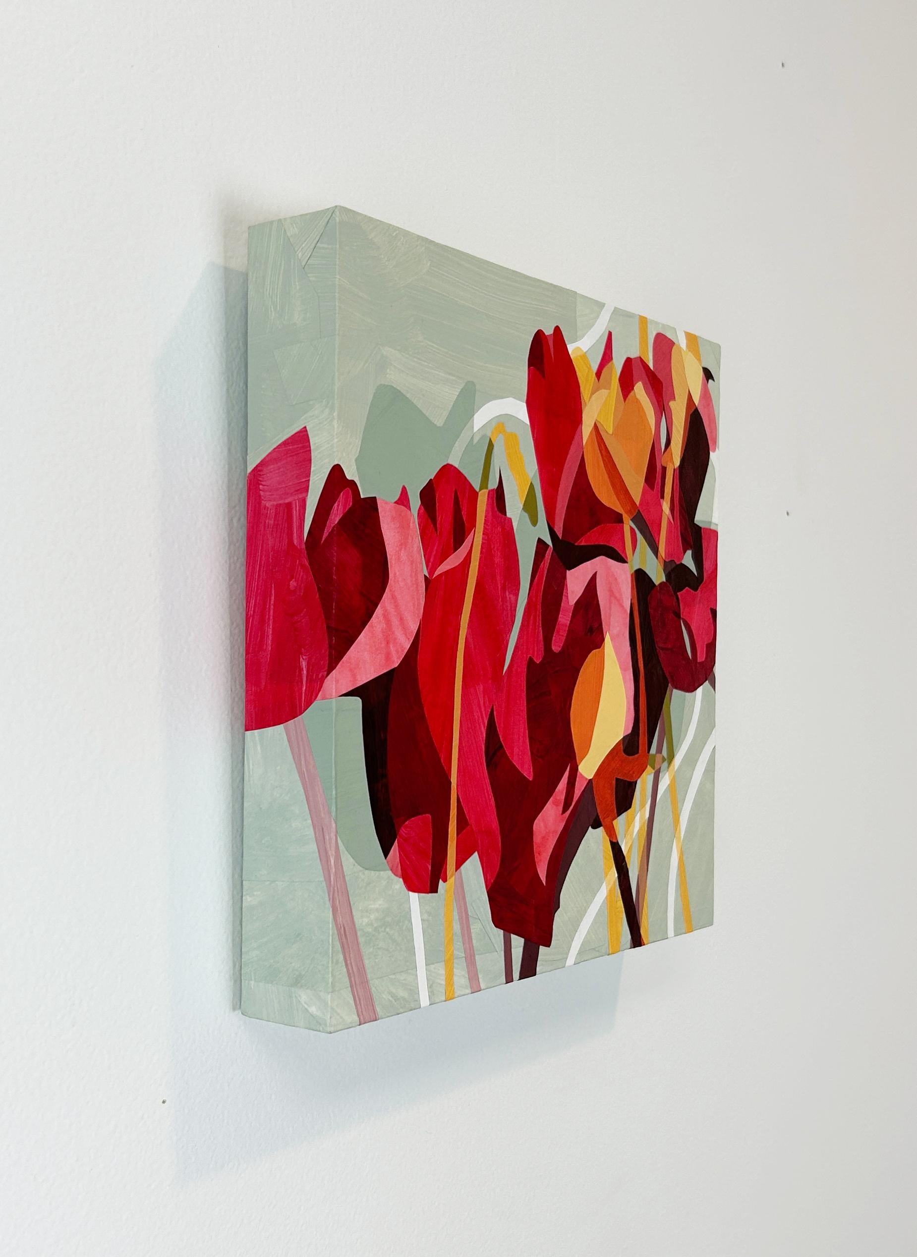 „Resting My Eyes“, Abstraktes geblümtes Gemälde (Beige), Abstract Painting, von Jill Haas