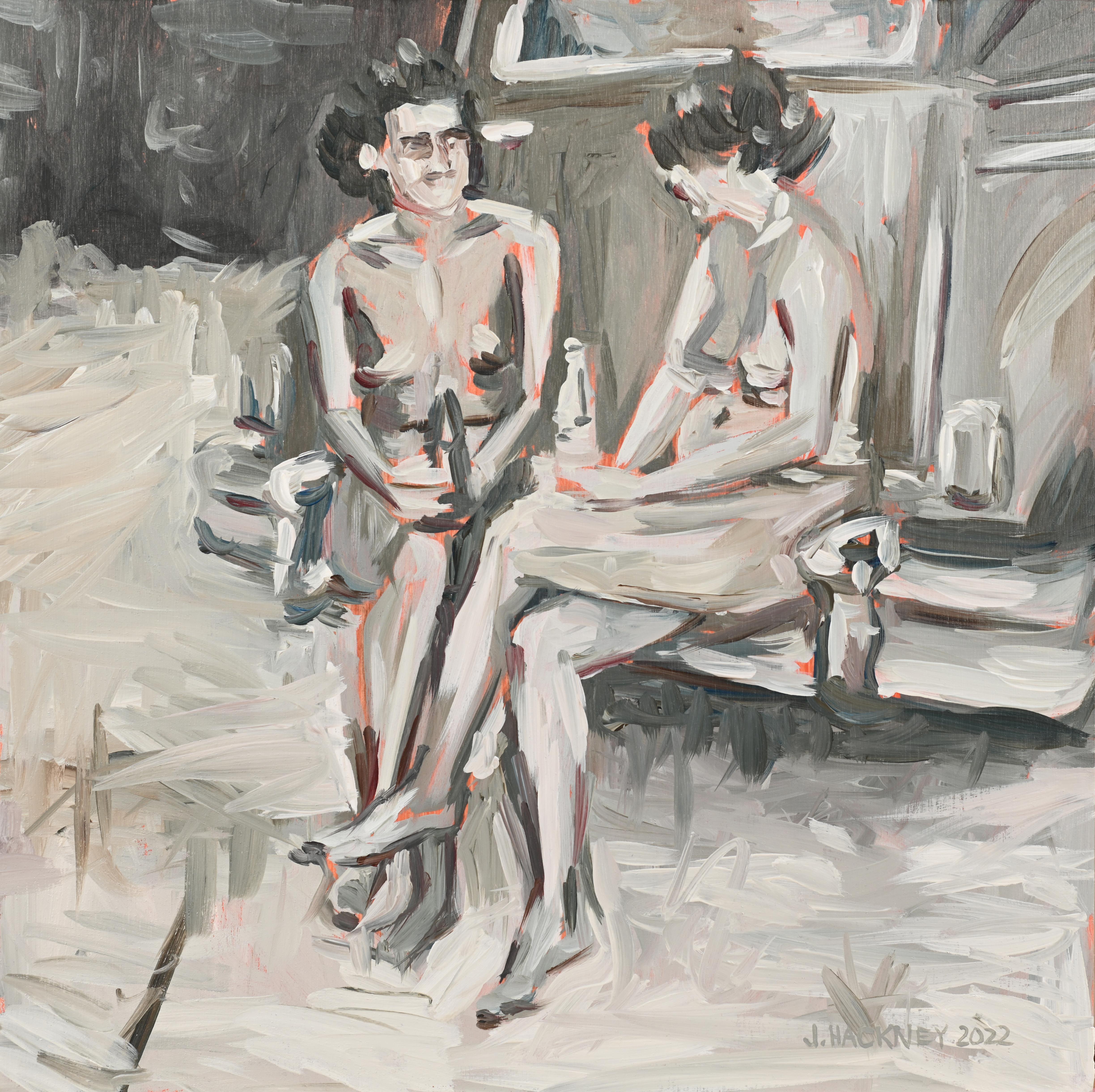 "American Beauty 2", Monotone Still Life Nude, Oil Paint on Birch, Figurative