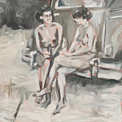 Used "American Beauty 2", Monotone Still Life Nude, Oil Paint on Birch, Figurative