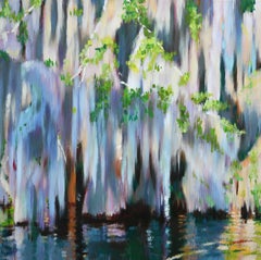 Contemporary Impressionist Landscape Oil Painting, Swamp Scene, Louisiana, Vivid