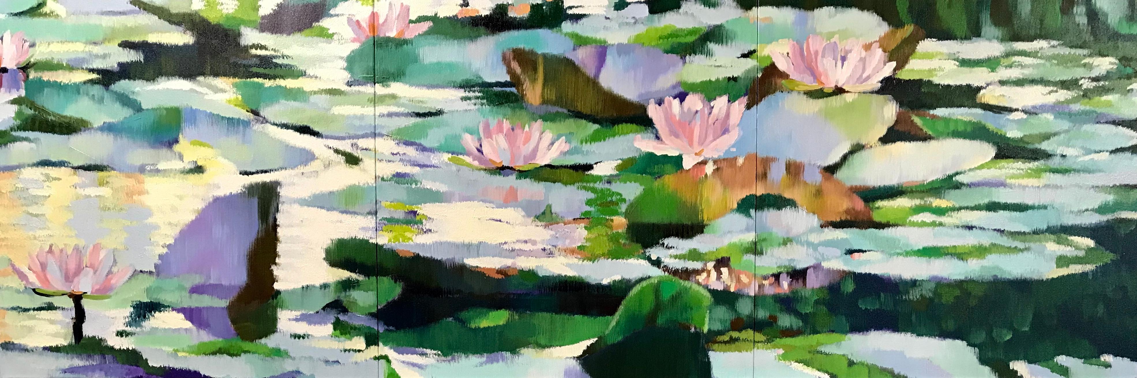 "Giverny XII", Zeitgenössisch, Öl, Gemälde, Landschaft, Wasserlandschaft, Impressionist