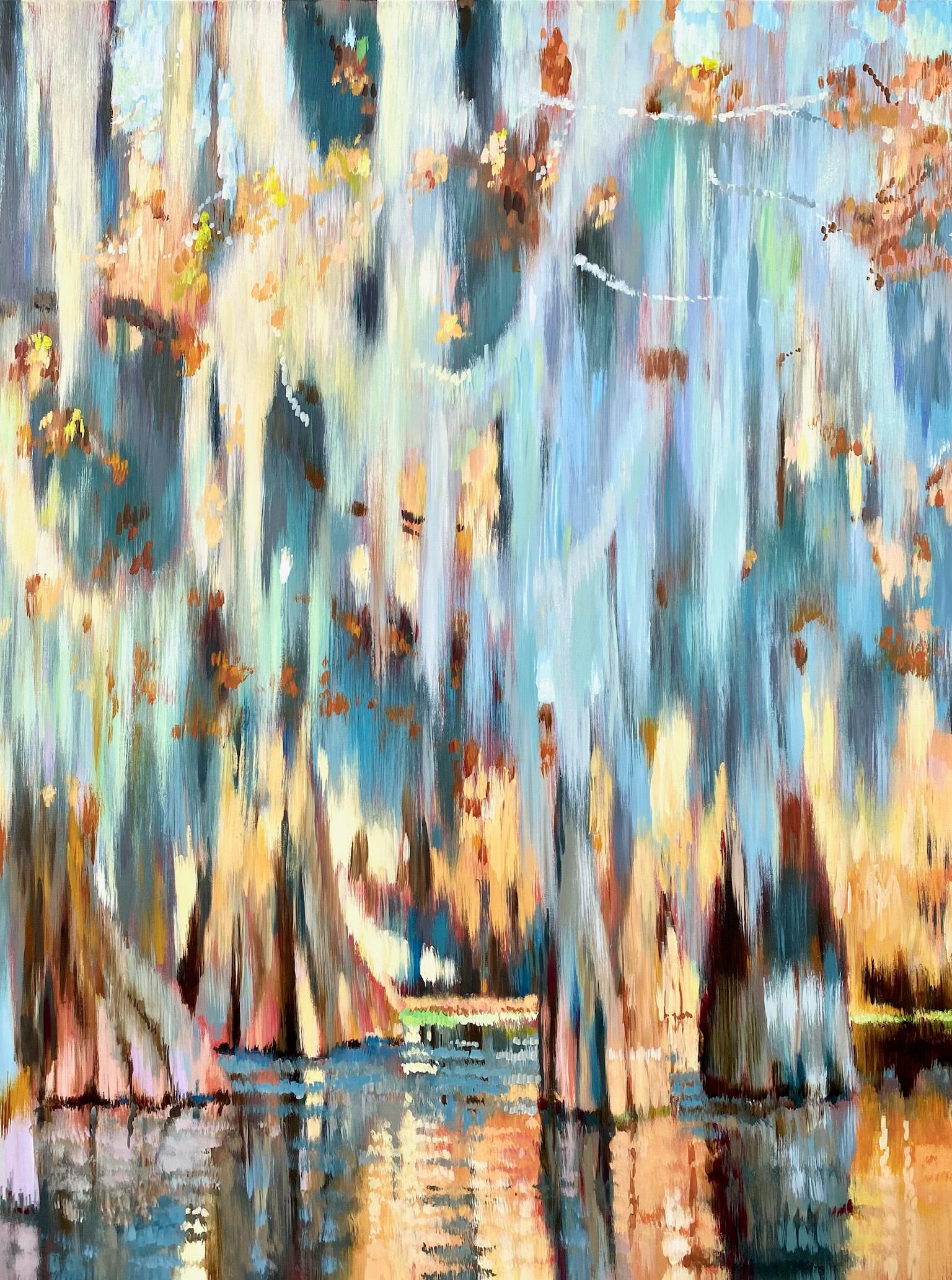 Impressionist Style Landscape Painting, Swamp, Water, Oil on Panel, Jill Hackney