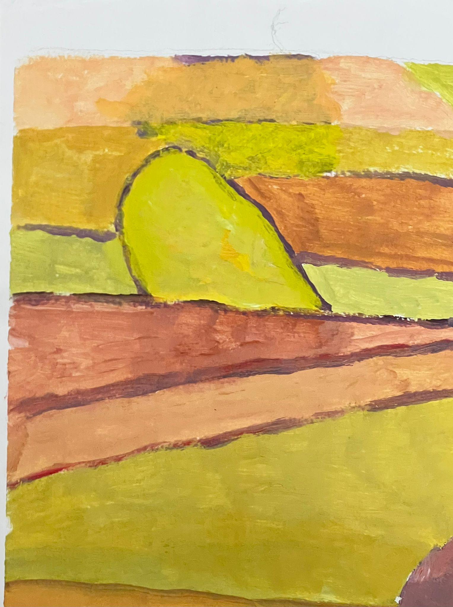 Paesaggio espressionista astratto in vibranti toni di giallo e terra - Landscape Painting Giallo di Jill Jackson
