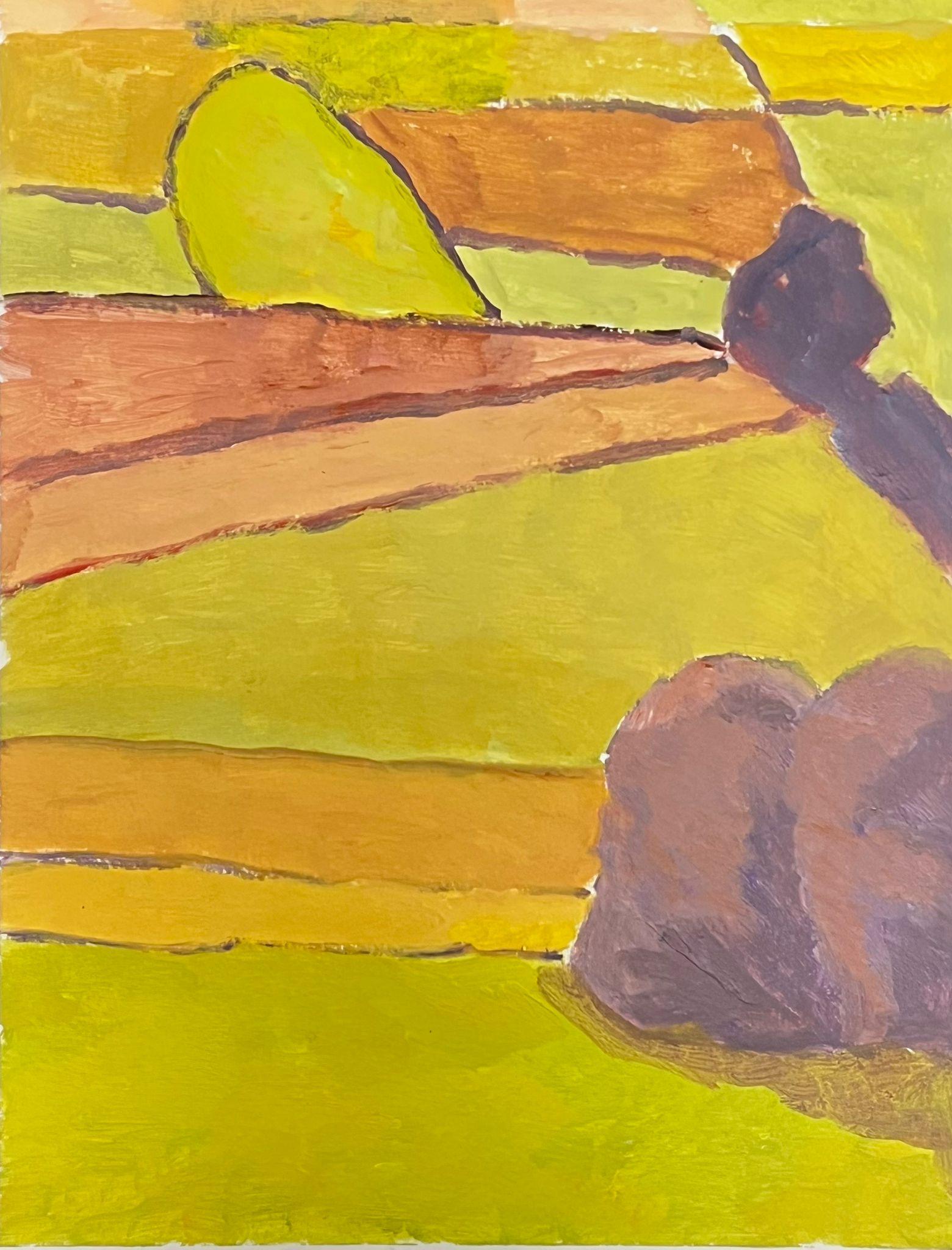 Landscape Painting di Jill Jackson - Paesaggio espressionista astratto in vibranti toni di giallo e terra