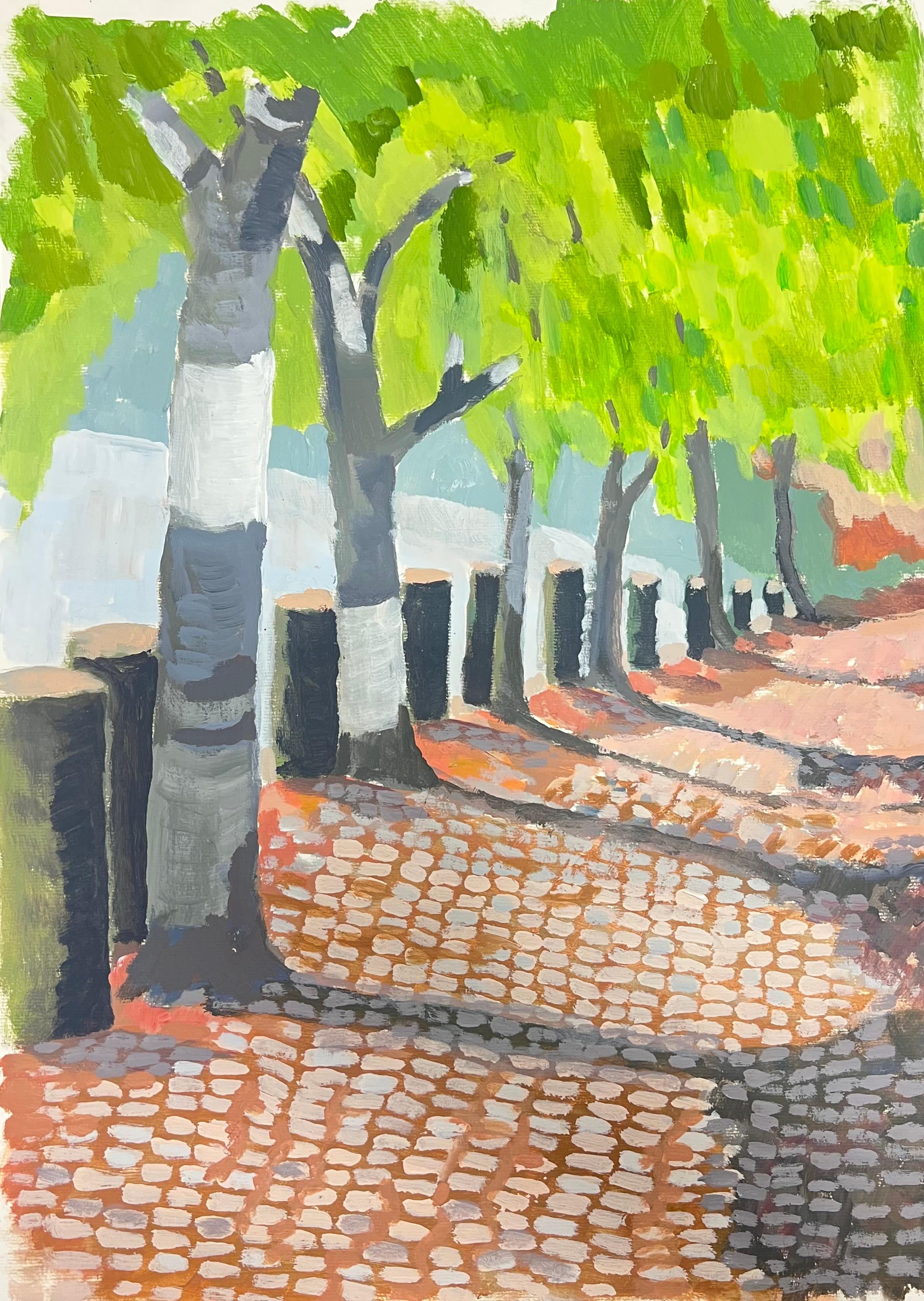 Ölgemälde der britischen Moderne, Sonnenlicht, Weg unter dem Baldachin der Bäume, Ölgemälde