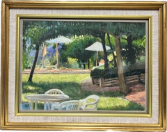 Dappled Light Garden Scene Post-Impressionist Pastel Painting, British