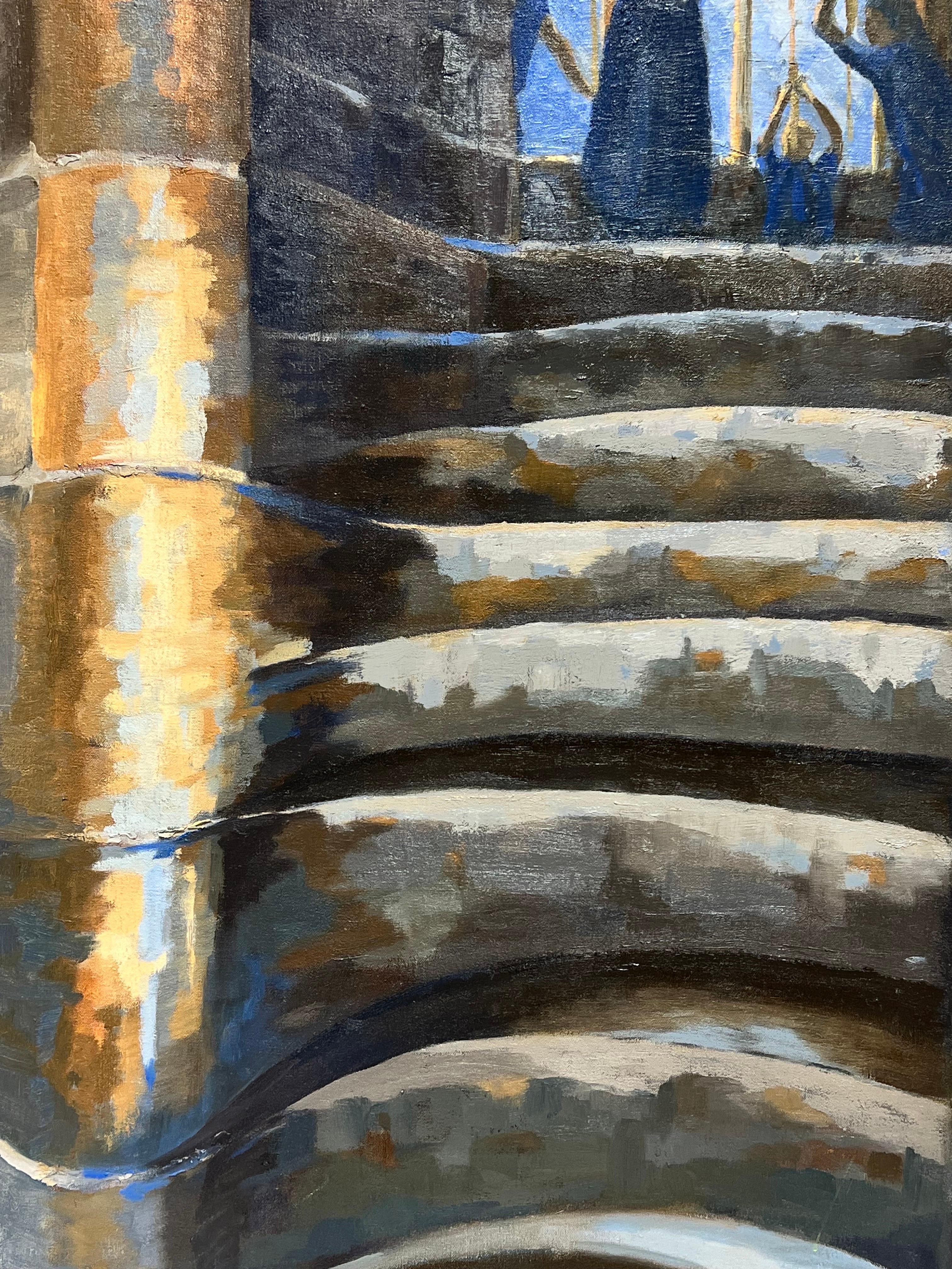 Modern British Oil Painting Bell Ringers in Church Interior, large original work For Sale 2