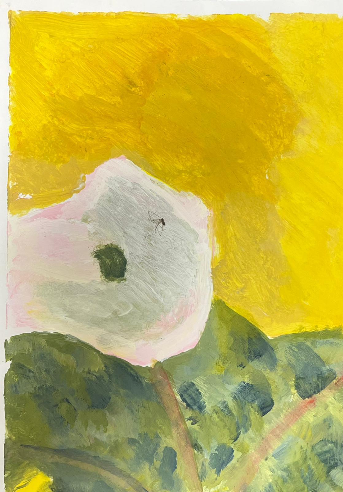 Bodegón floral moderno con fondo amarillo intenso - Painting Moderno de Jill Jackson