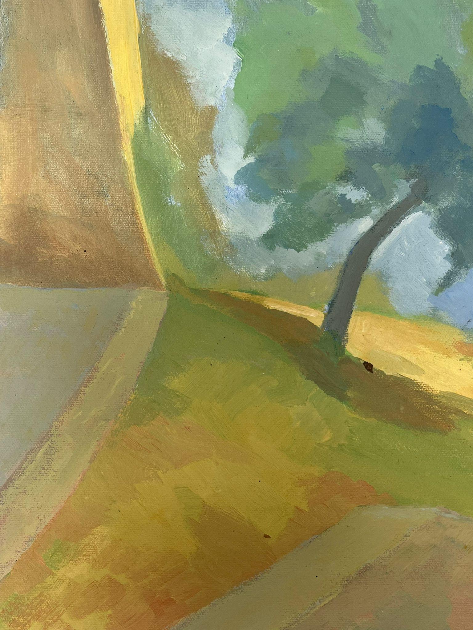 Modern Impressionistic Landscape with Tree on Sunny Hillside For Sale 1