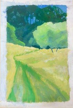 Vibrant Pastoral Landscape with Lush Greens and Pathway Through Fields