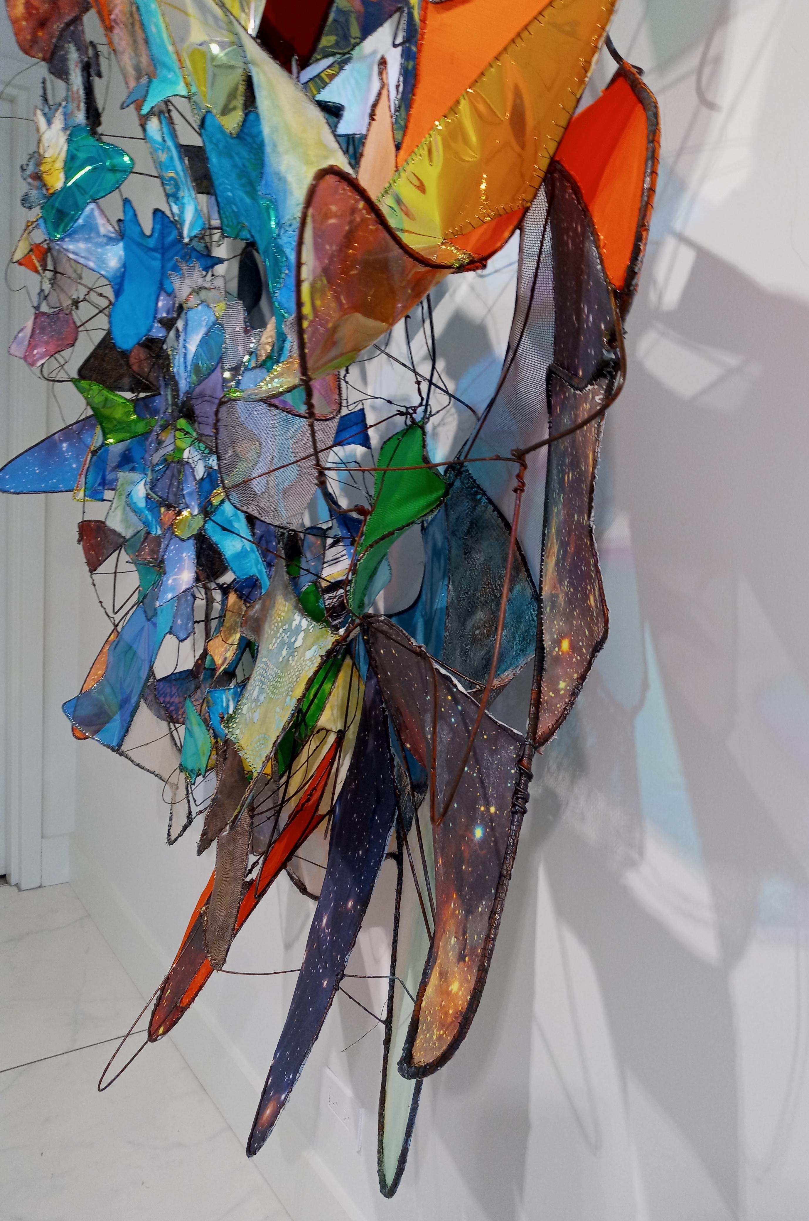 Contemporary Large Colorful Mixed Media Wall Sculpture by Jill King - Helix For Sale 1