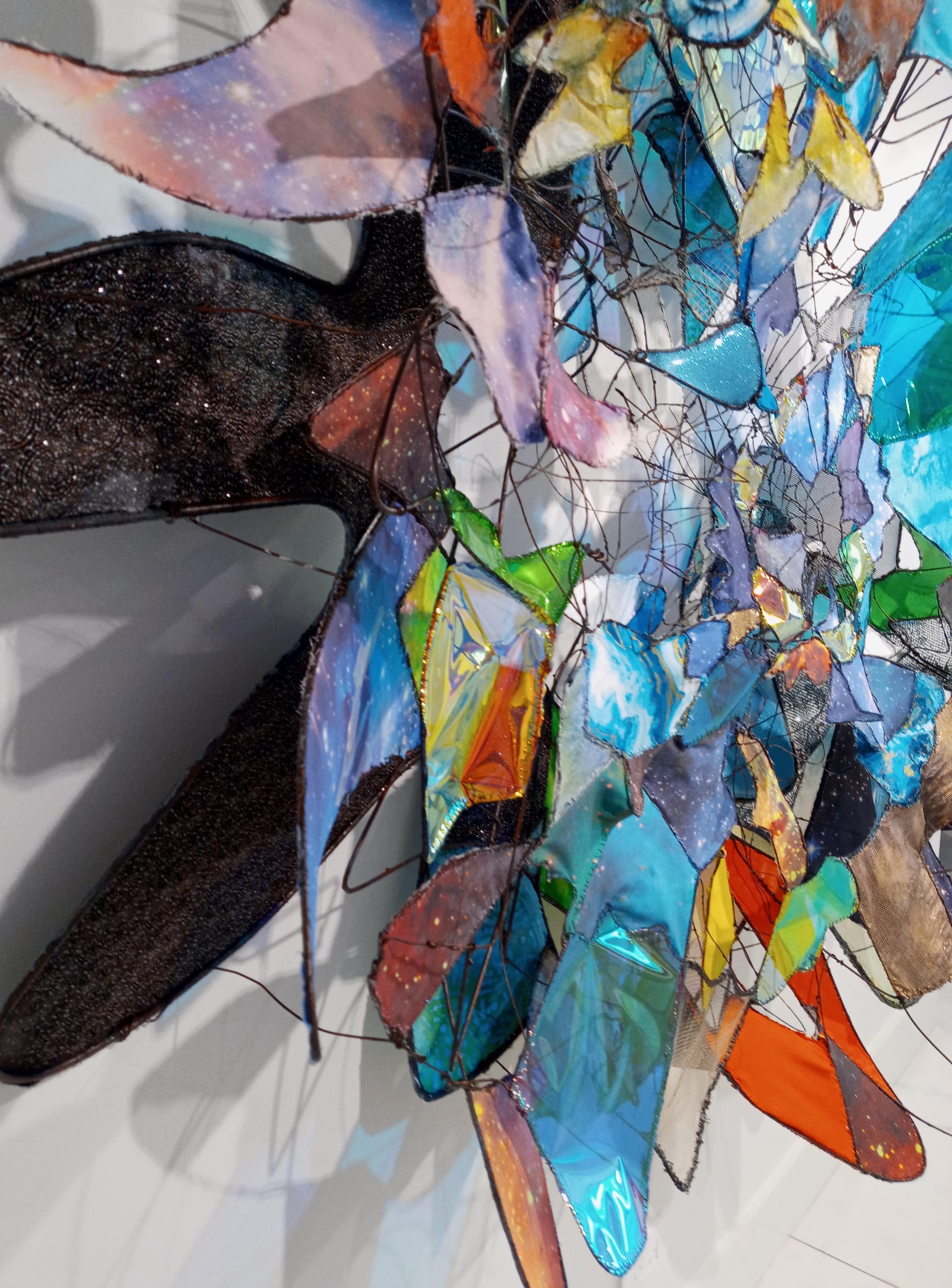 Contemporary Large Colorful Mixed Media Wall Sculpture by Jill King - Helix For Sale 2