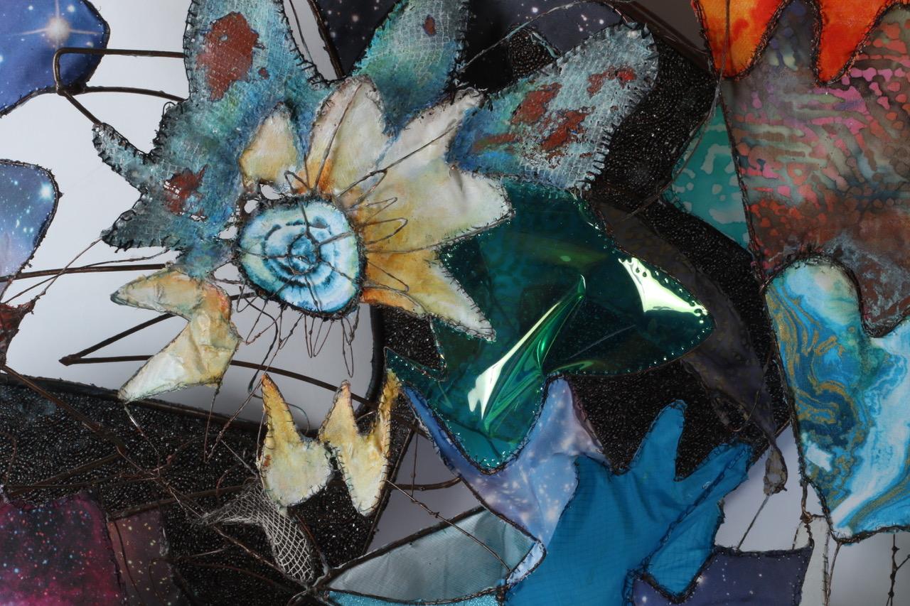 Contemporary Large Colorful Mixed Media Wall Sculpture by Jill King - Helix For Sale 3