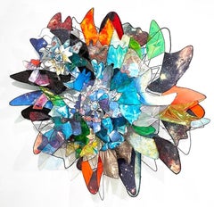 Contemporary Large Colorful Mixed Media Wall Sculpture by Jill King - Helix