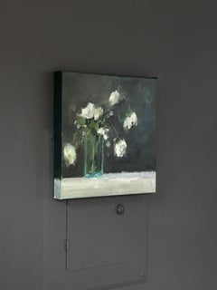 Jill Matthews "Bending" 14x14 Contemporary Still Life Flower Oil Painting