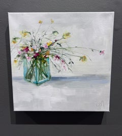 Jill Matthews "Spring Arrangement" 14x14 Contemporary Still Life Oil Painting