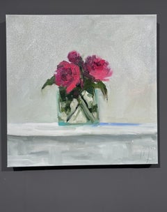 Jill Matthews, "With Love", Contemporary Red Rose Floral Still Life Ölgemälde