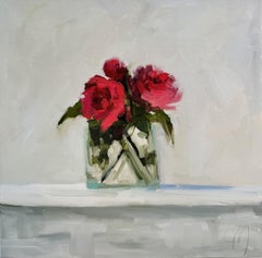 Jill Matthews, "With Love", Contemporary Red Rose Floral Still Life Oil Painting