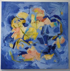 Circling Butterflies,  Painting, Abstract, Blue, Yellow, Travel, Acrylic