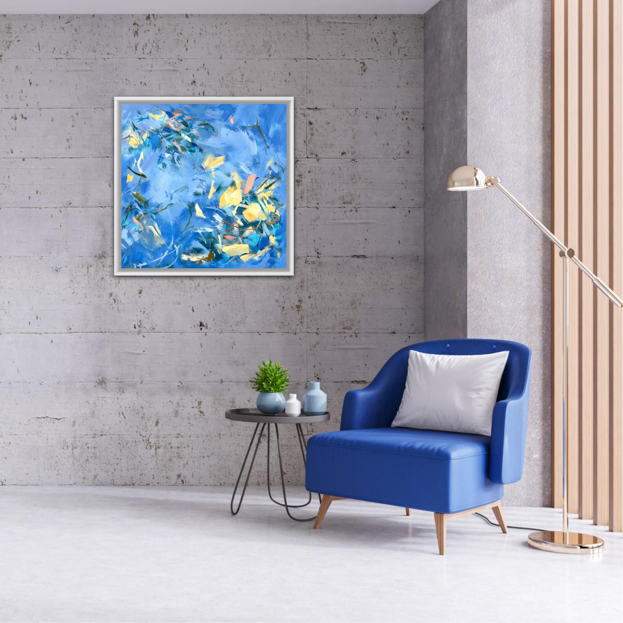 Estate in Provenza,  Pittura, Astratto, Blu, Giallo, Viaggio, Acrilico in vendita 1