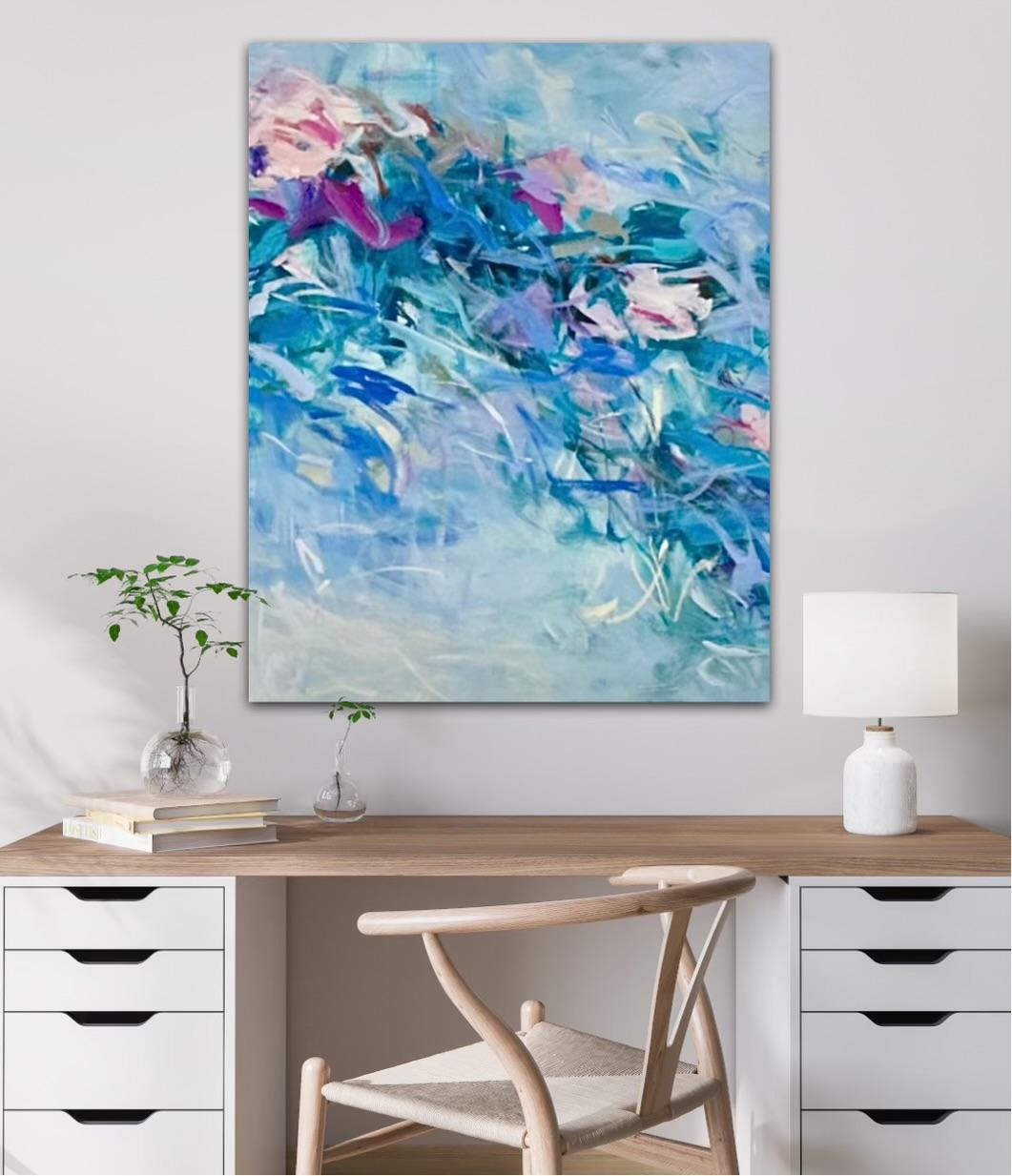 Wading in Blue, Dittico, Pittura, Astratto, Blu, Bianco, Acrilico, Olio Stick 2