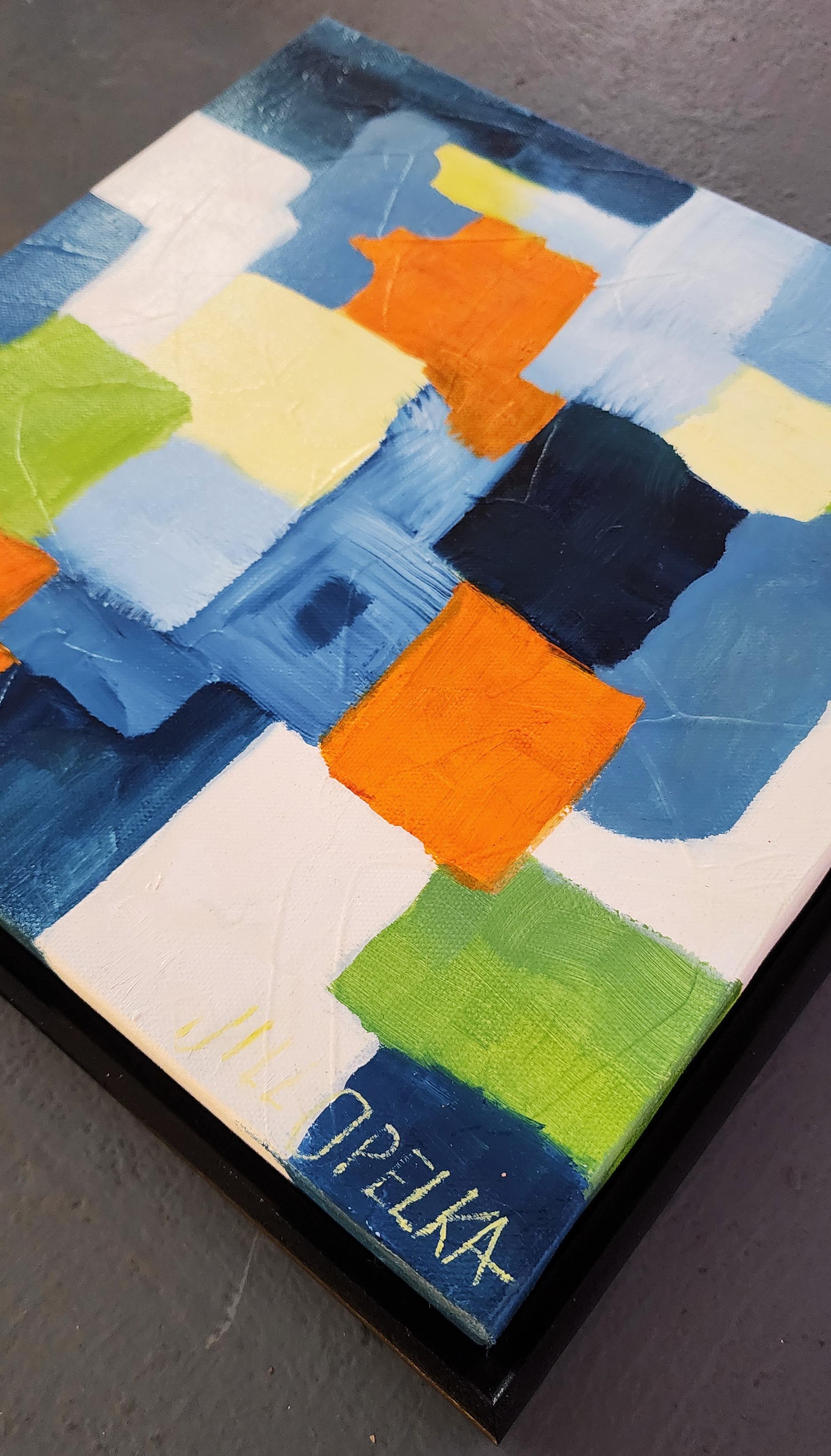 Astratto I (Vibrante, profondo, blu, marina, verde, arancione, giallo 25% di sconto sul prezzo di listino) in vendita 1
