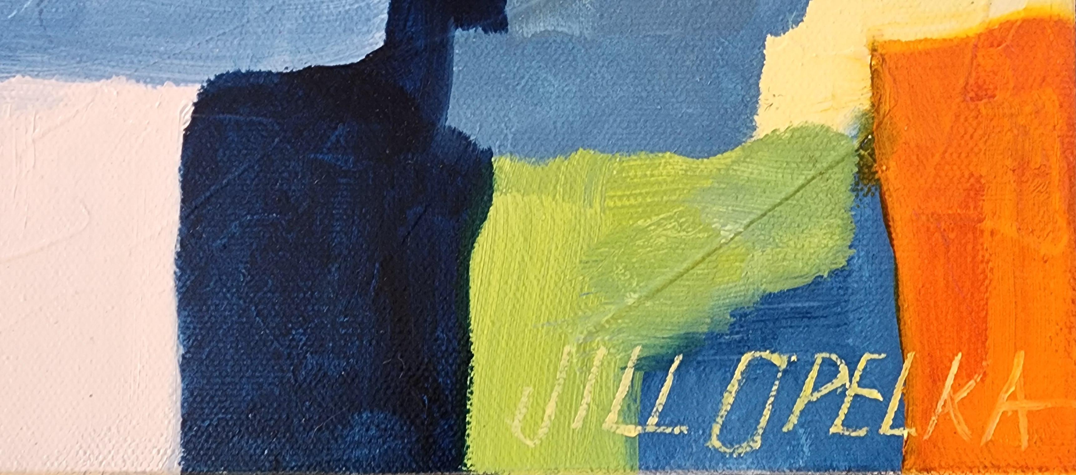 Abstract II (Astratto, vibrante, profondo, blu, marina, verde, arancione, 25% OFF) in vendita 2