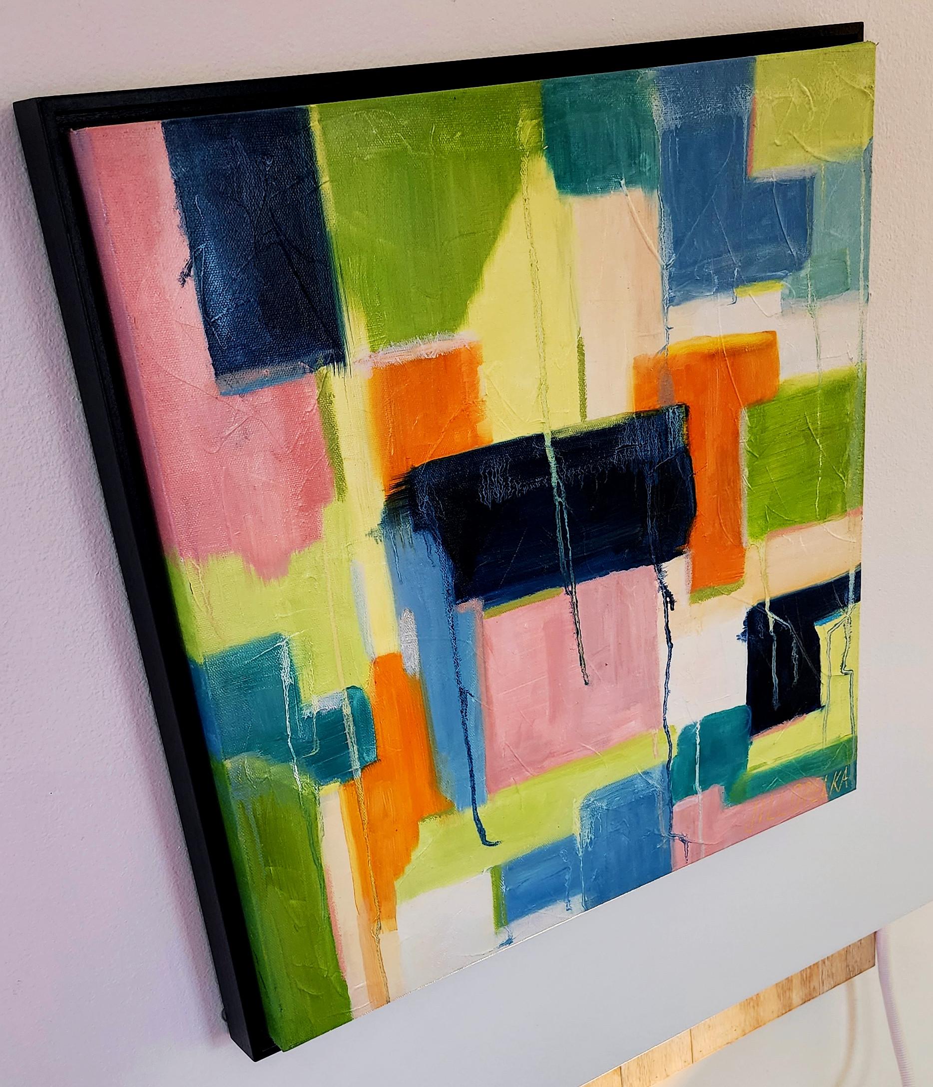 Abstract III (Astratto, Vibrante, Profondo, Blu, Marina, Verde, Arancione, 30% OFF) in vendita 1