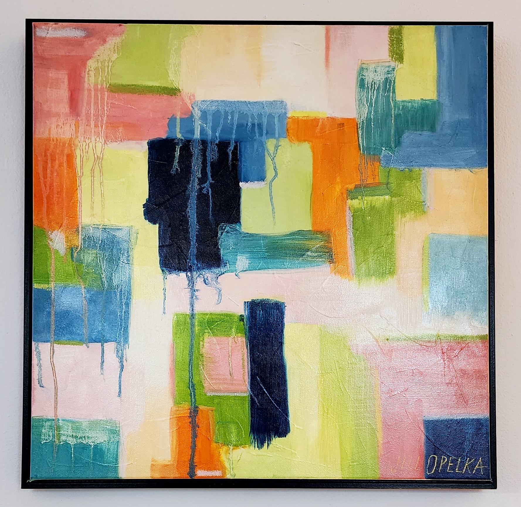 Abstract IV (Astratto, Vibrante, Profondo, Blu, Marina, Verde, Arancione, Rosa, 30% OFF) - Painting di Jill Opelka