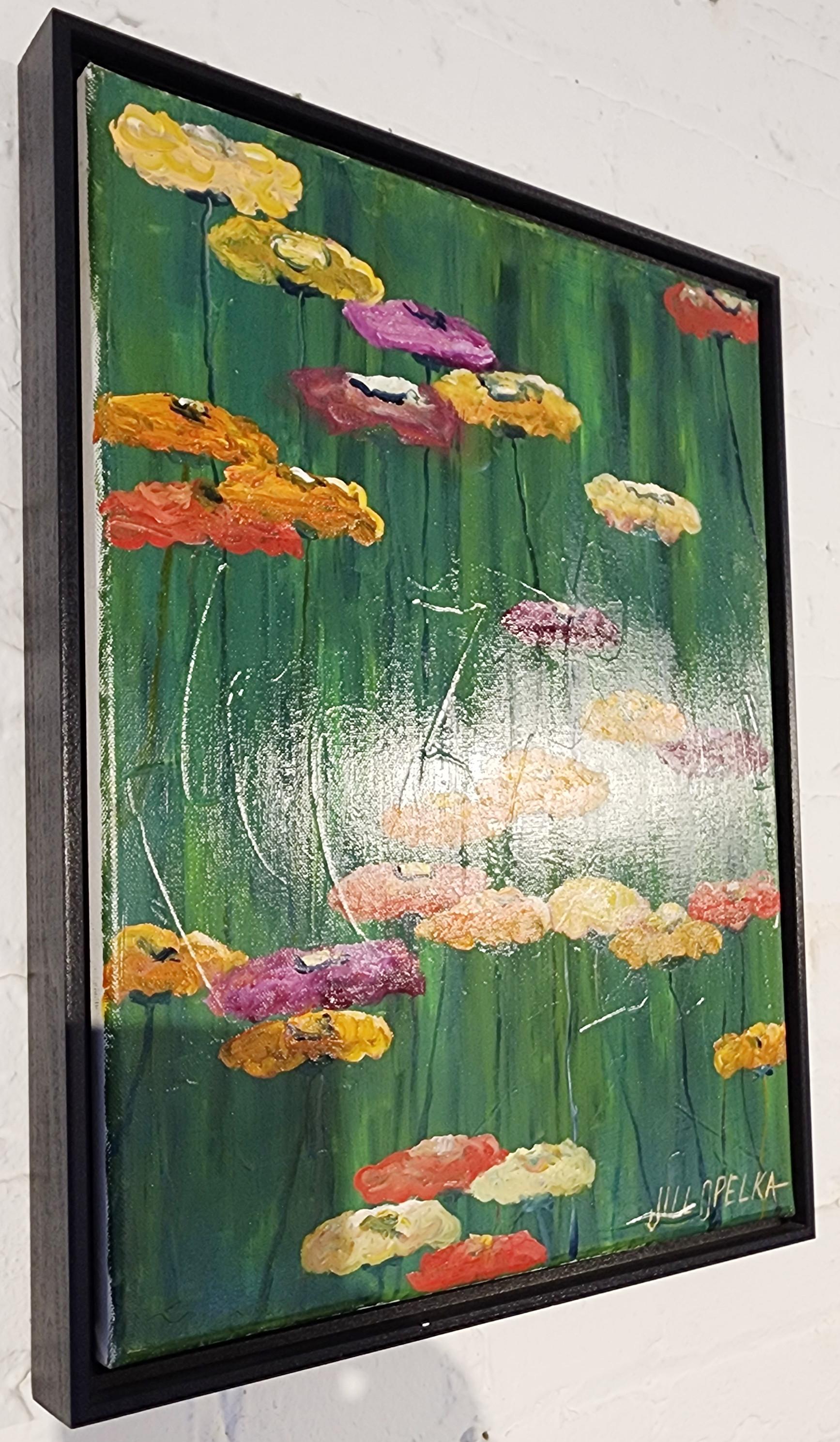 Fiori (fiori, saturi, verdi, gialli, viola, rosa, rossi) - Painting Moderno di Jill Opelka