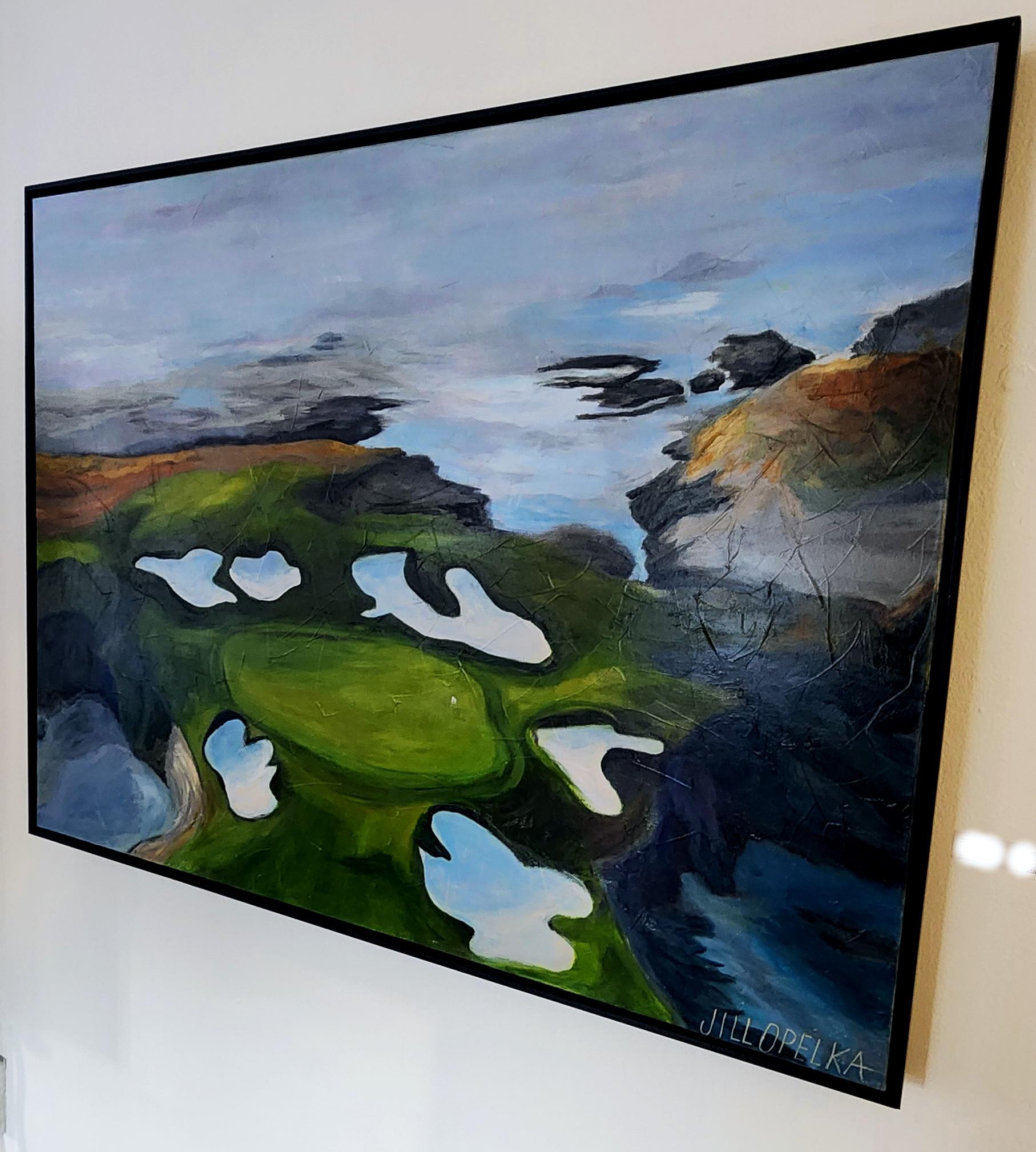 Cypress (Landscape, Pebble Beach, California, Golf Course, Monterey Peninsula) - Contemporary Painting by Jill Opelka