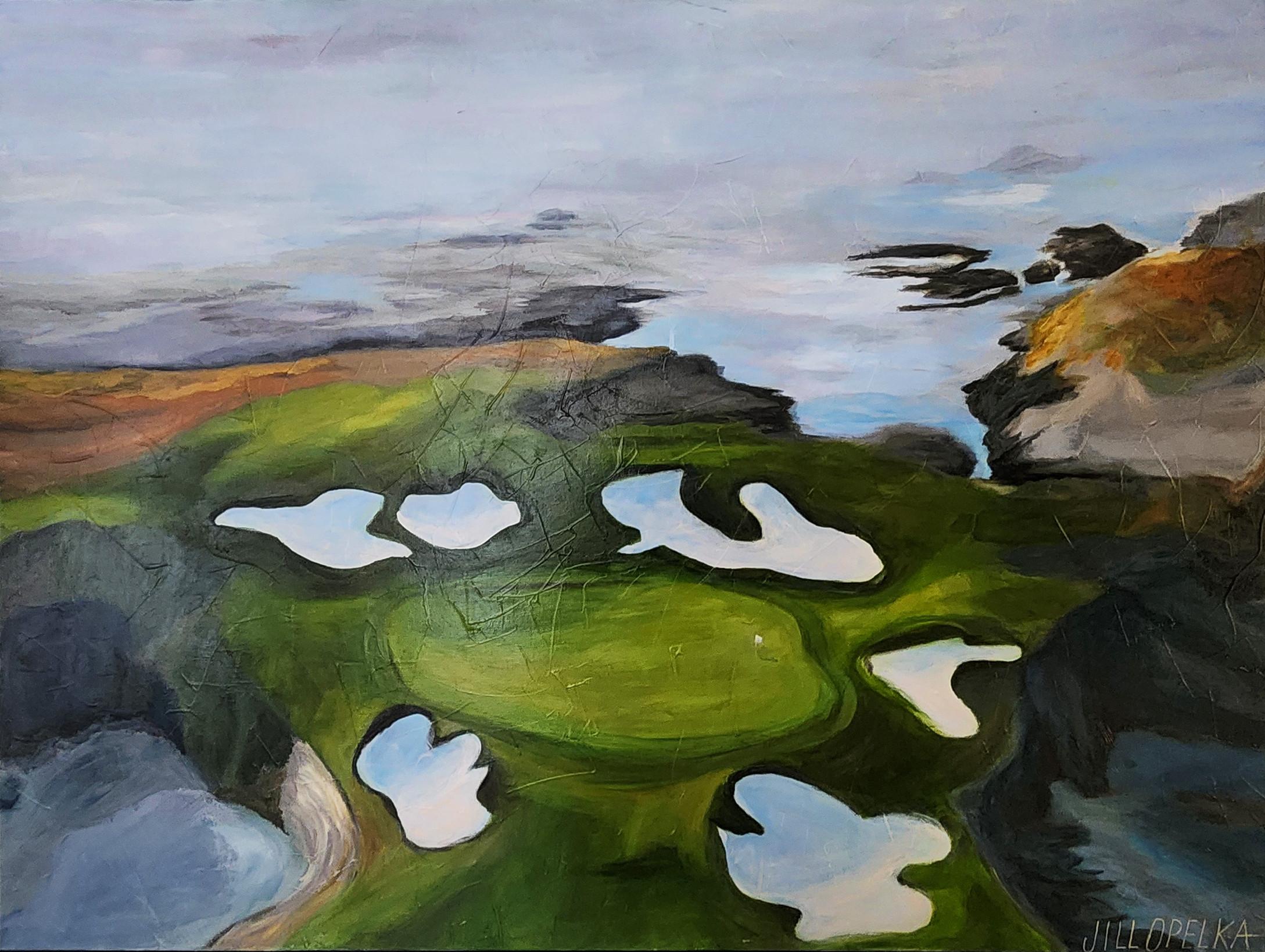 Jill Opelka Landscape Painting - Cypress (Landscape, Pebble Beach, California, Golf Course, Monterey Peninsula)