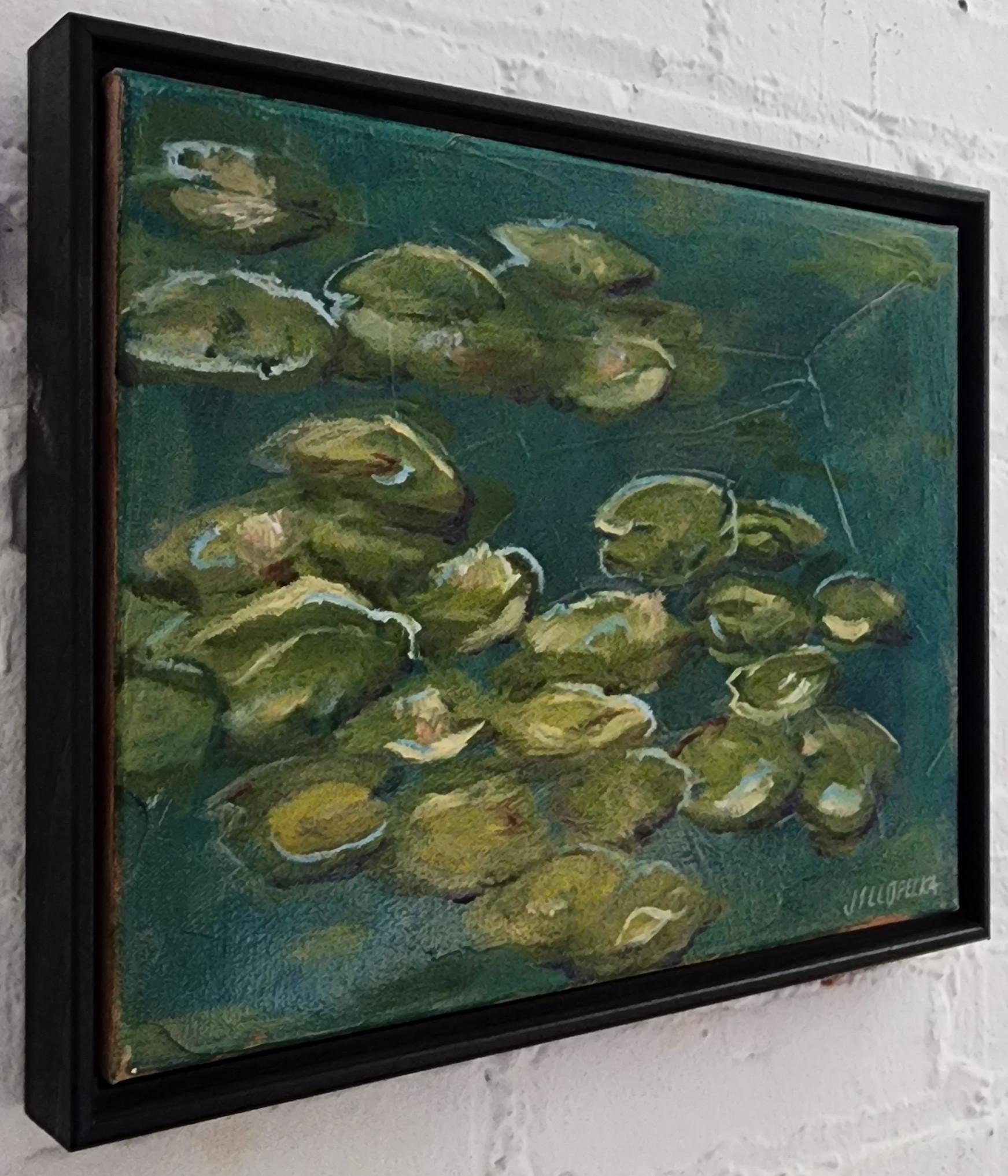 Pad di giglio (fiori, paesaggio acquatico, verde, saturo) - Painting Impressionismo di Jill Opelka