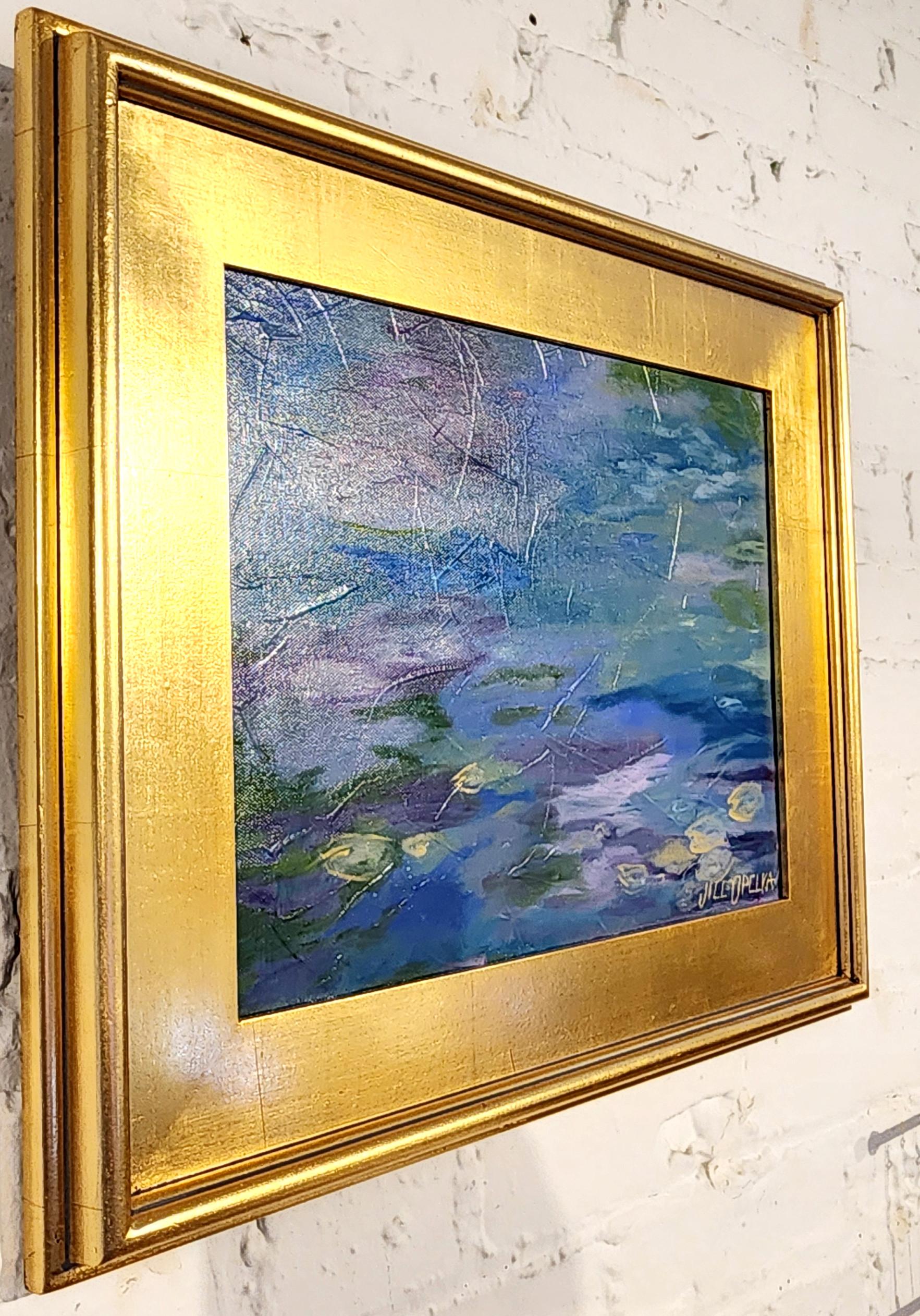 Lily Pond (Flowers, Wasserlandschaft, Pastell, Wärme) (Impressionismus), Painting, von Jill Opelka