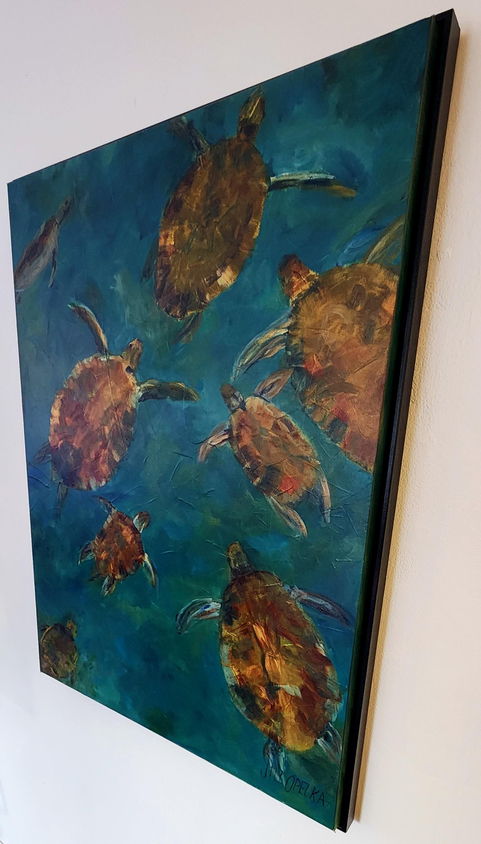 Jill Opelka
Turtles
Oil on Canvas
Year: 2023
Size: 40x30in
Framed: 41x30x1.5in
Signed by hand
COA provided
Ref.: 924802-2051

Tags: Turtles, Teal, Blue, Brown, Deep, Vibrant

*Framed in a black wooden frame


-----------------



Upon entering Jill