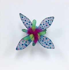 Sexy Sea Creature, Bright Colorful Dyed Floral Drawing Wall Hanging Sculpture