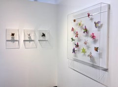 Sister Nancy's Picnic, Large Bright Colorful Dyed Floral Wall Hanging Sculpture