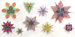 Spinney Stars, Pinned Paper Flowers in Red, Pink, Green, Purple, Yellow