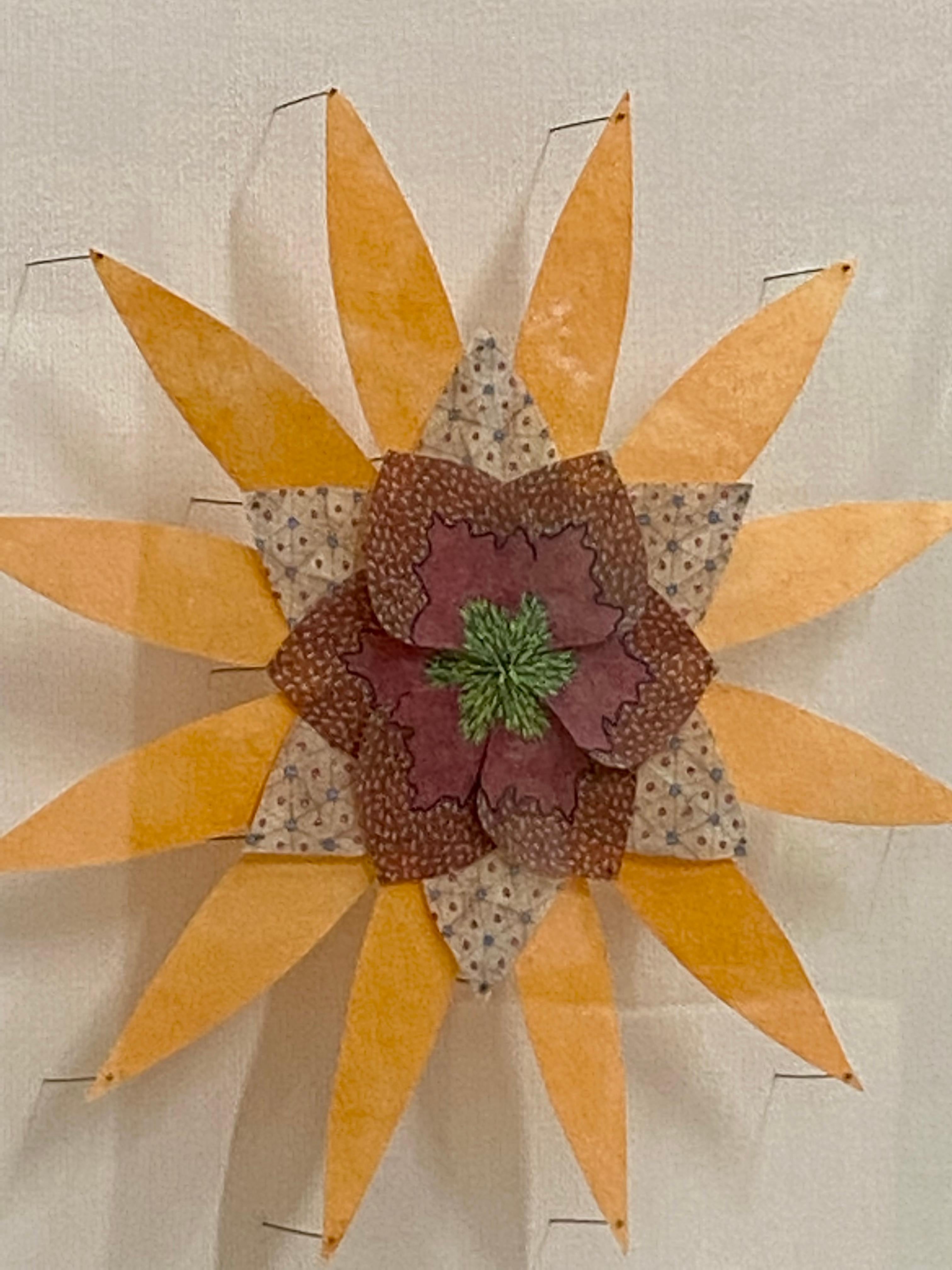 Earth and Sky Star, Colorful Botanical Paper Wall Sculpture, Light Orange Maroon For Sale 4