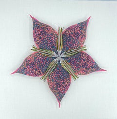 Radiating Star, Colorful Botanical Wall Sculpture in Pink, Blue, Yellow