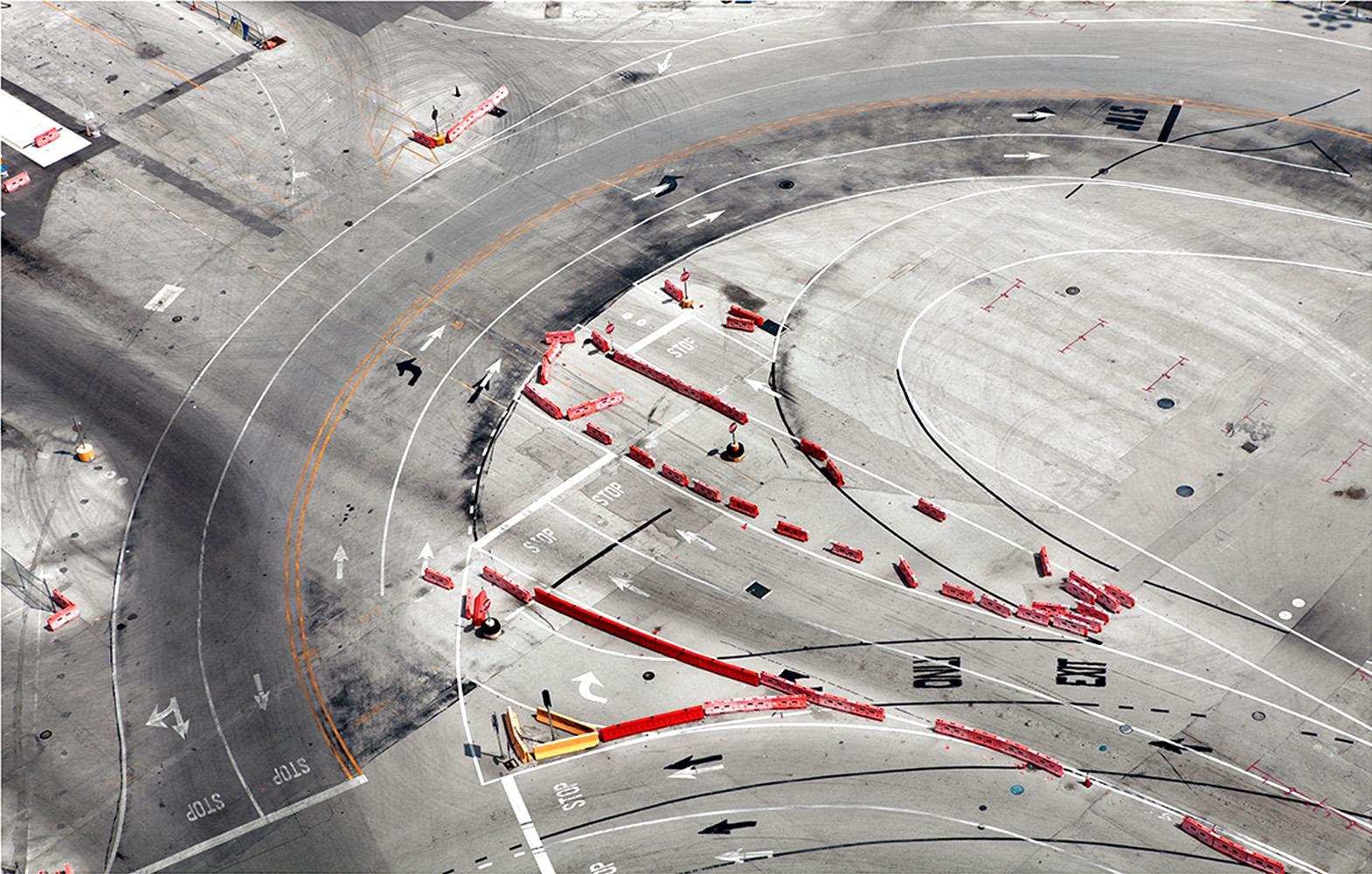 Bleachers and Port of Miami, Diptych. From the Architecture Series - Abstract Photograph by Jill Peters