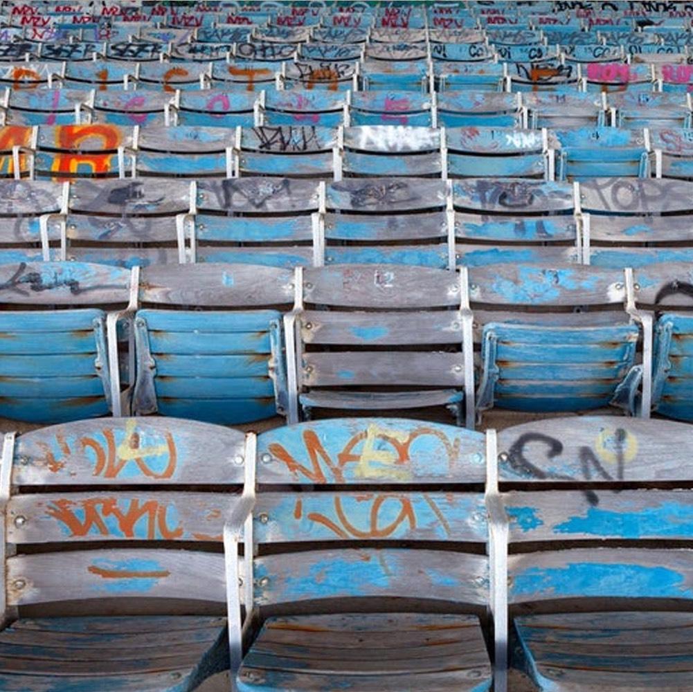 Bleachers and Port of Miami, Diptych. From the Architecture Series - Gray Landscape Photograph by Jill Peters