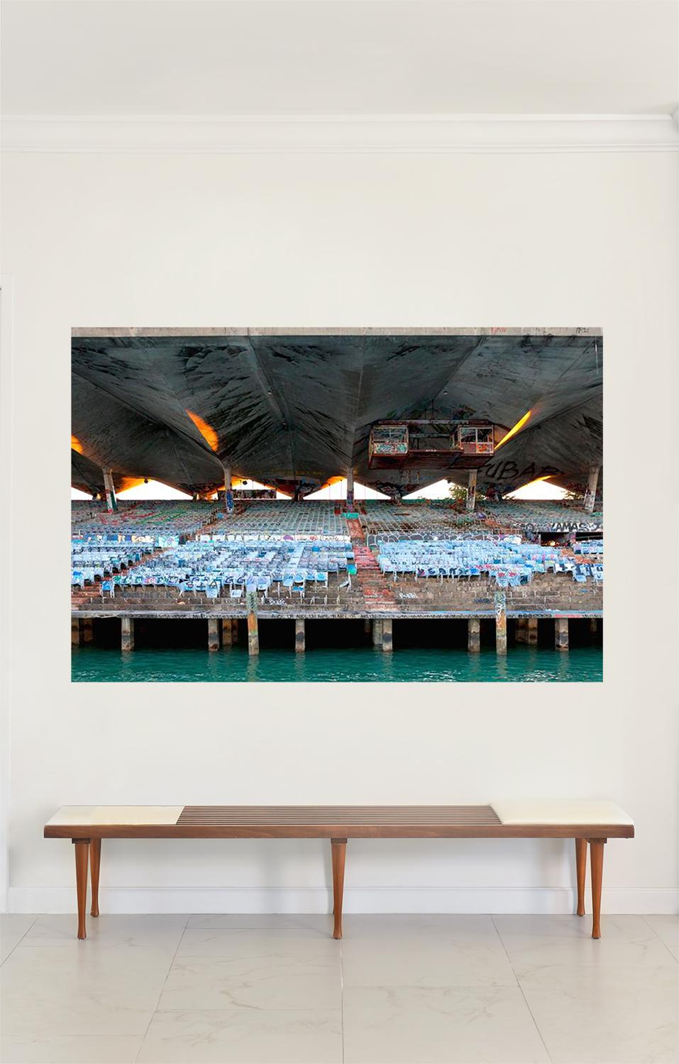 Marine Stadium. Areal Landscape limited edition color photograph - Photograph by Jill Peters
