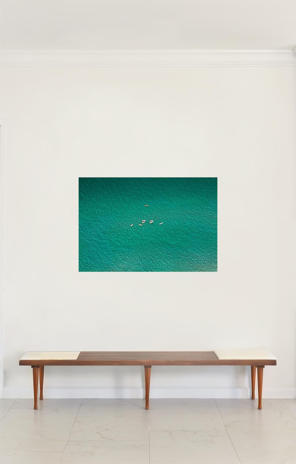 Paddle Boarders. Areal Landscape ocean limited edition color photograph - Photograph by Jill Peters