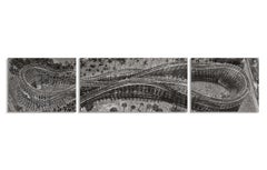 Roller Coaster.  Aerial Landscape Triptych Black and White Photograph  