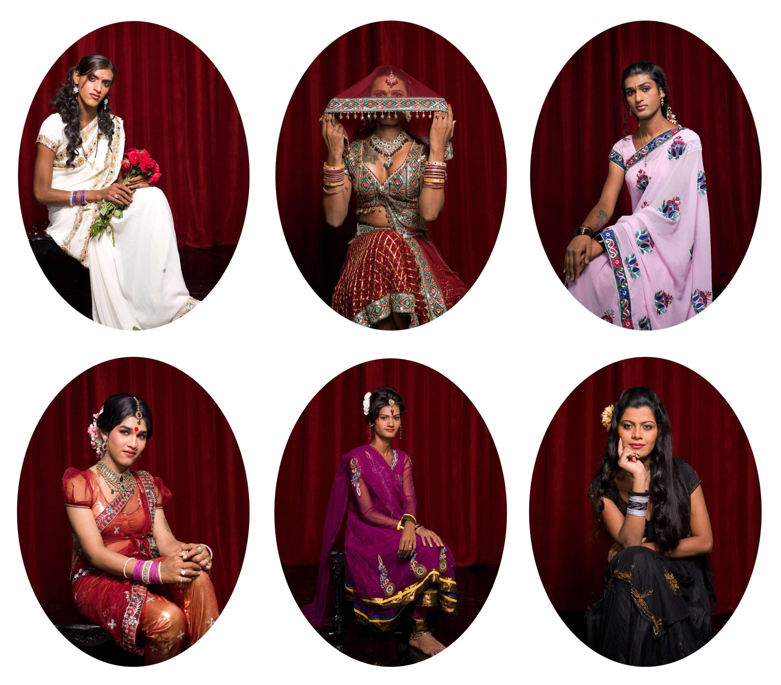 Jill Peters Color Photograph – Satz von 6 Protraits. Aus der Serie The Third Gender of India