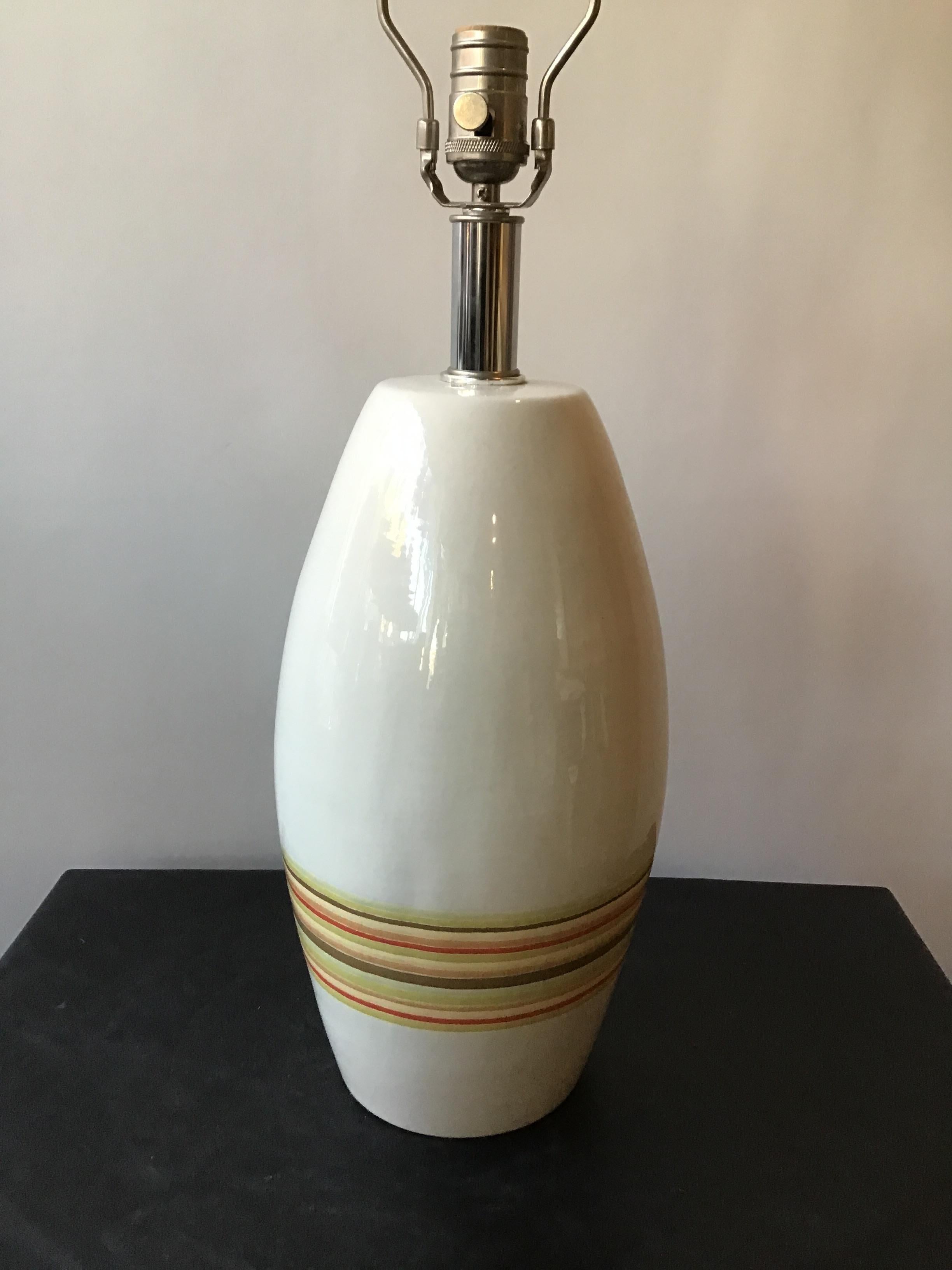 Contemporary Jill Rosenwald Ceramic Striped Lamp For Sale