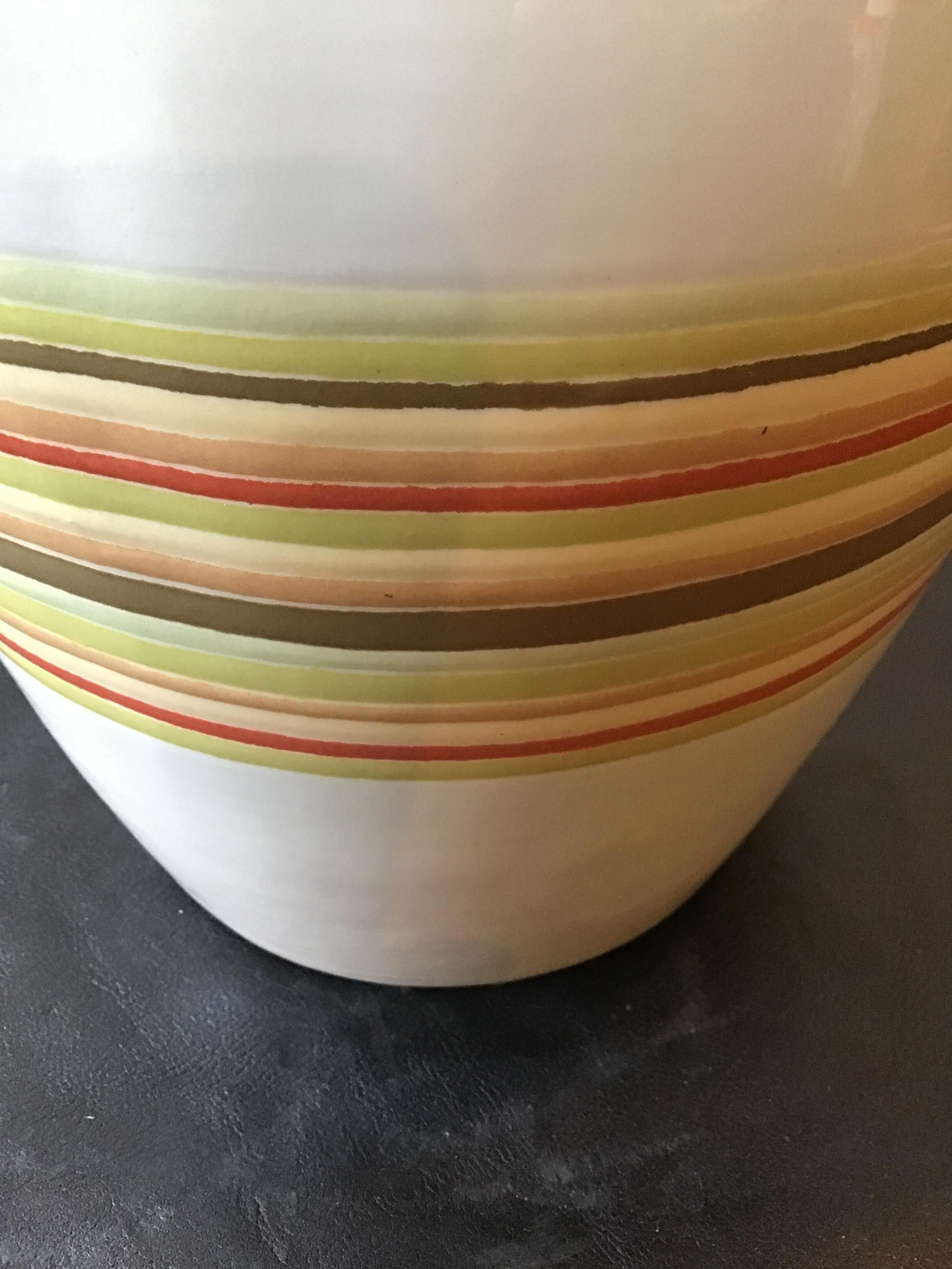 Jill Rosenwald Ceramic Striped Lamp For Sale 3
