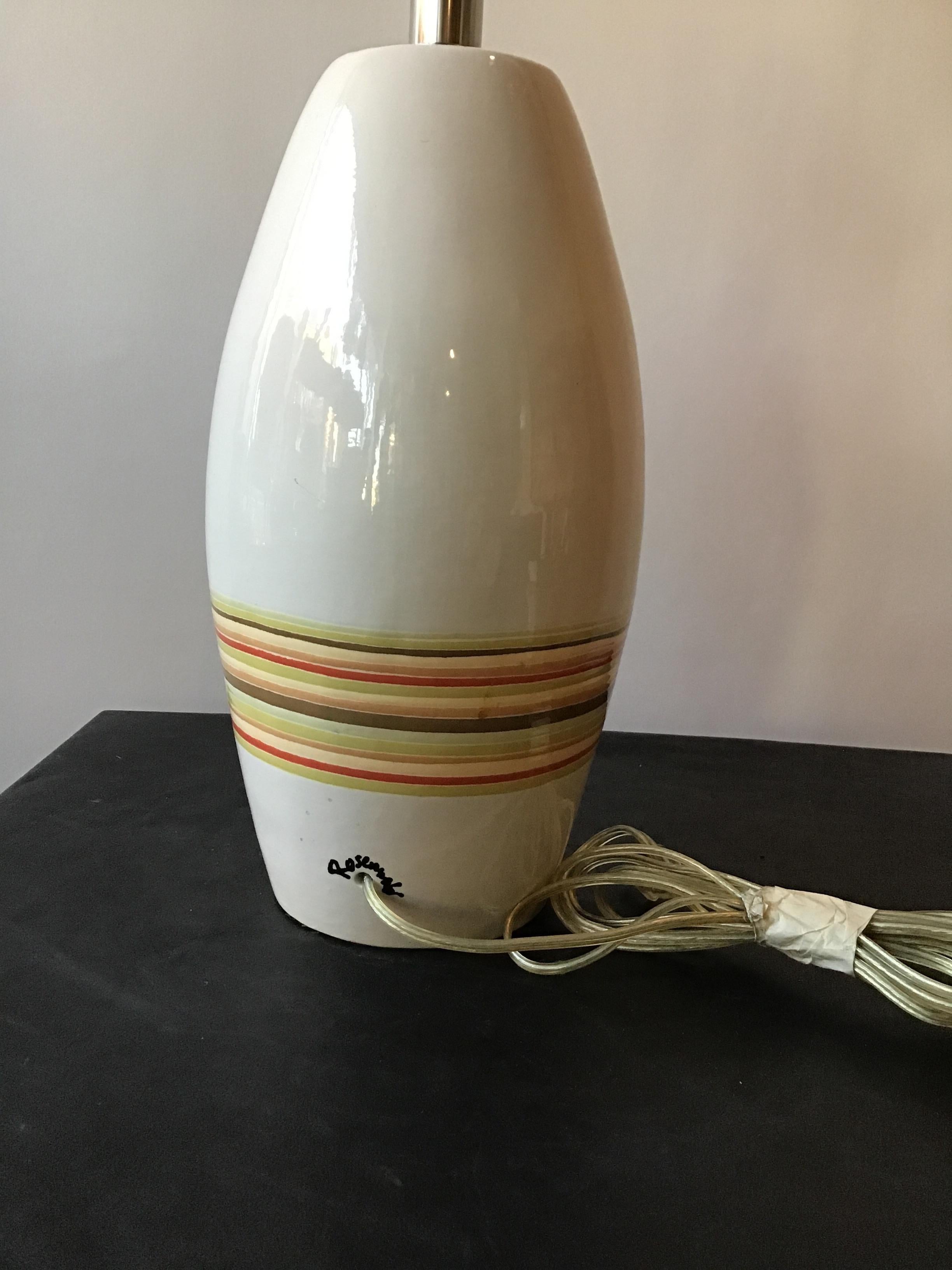 Jill Rosenwald Ceramic Striped Lamp For Sale 4