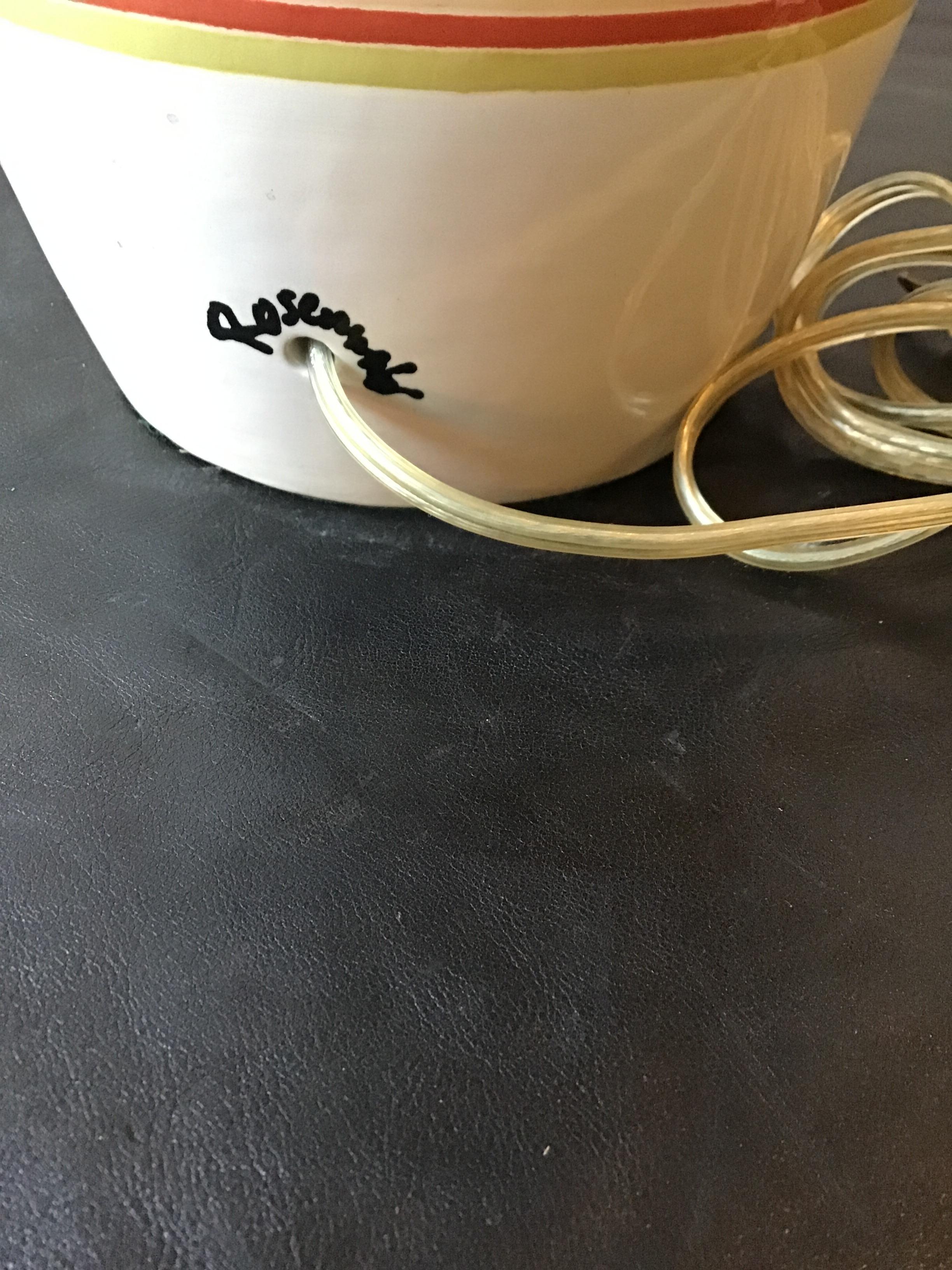 Jill Rosenwald Ceramic Striped Lamp For Sale 5